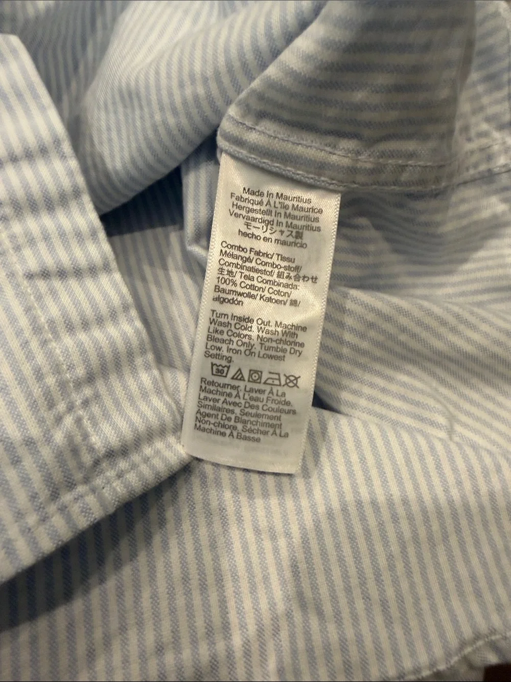 J. Crew Men’s Blue and White Pinstripe Button-Up Shirt